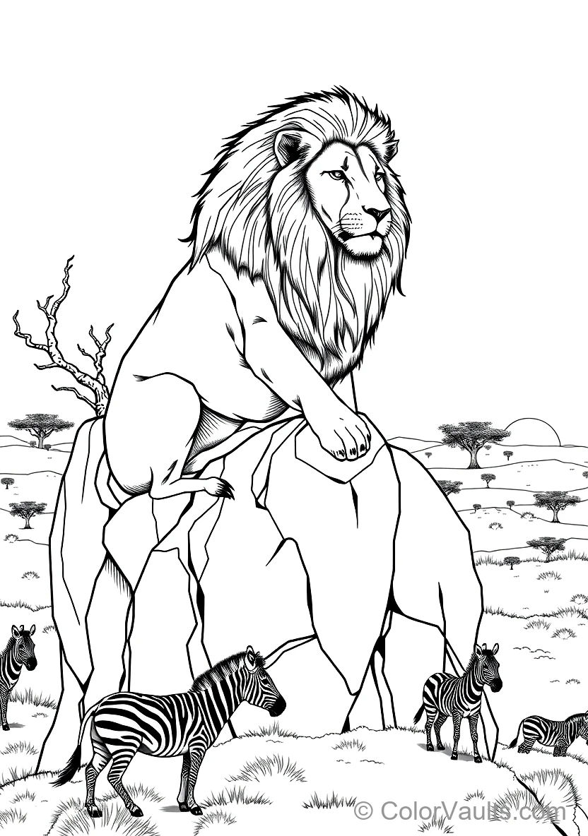 Proud African Male Lion with a Magnificent Dark Mane (Scene 6)