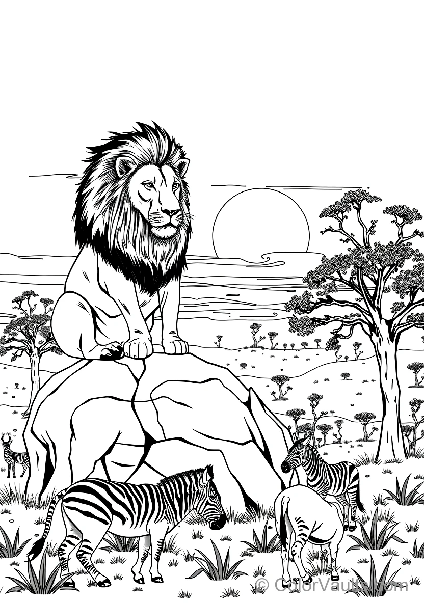 Proud African Male Lion with a Magnificent Dark Mane (Scene 7)