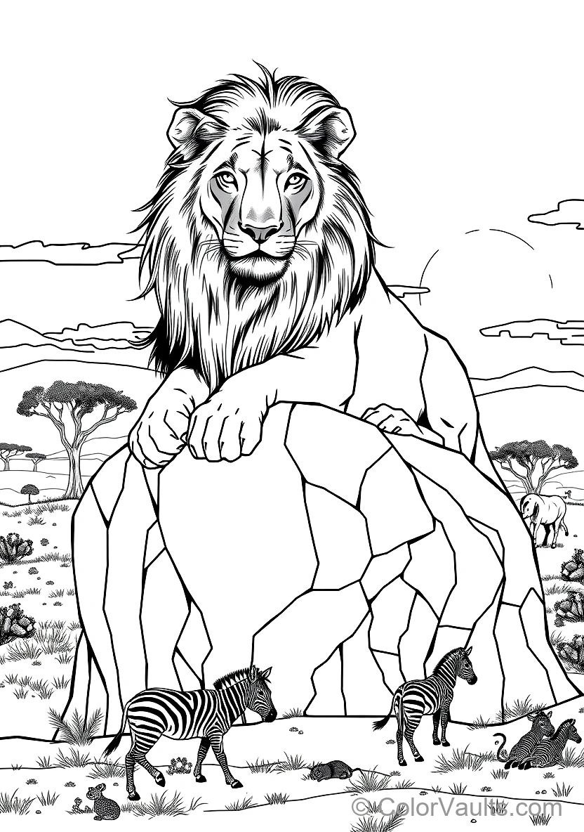 Proud African Male Lion with a Magnificent Dark Mane (Scene 8)