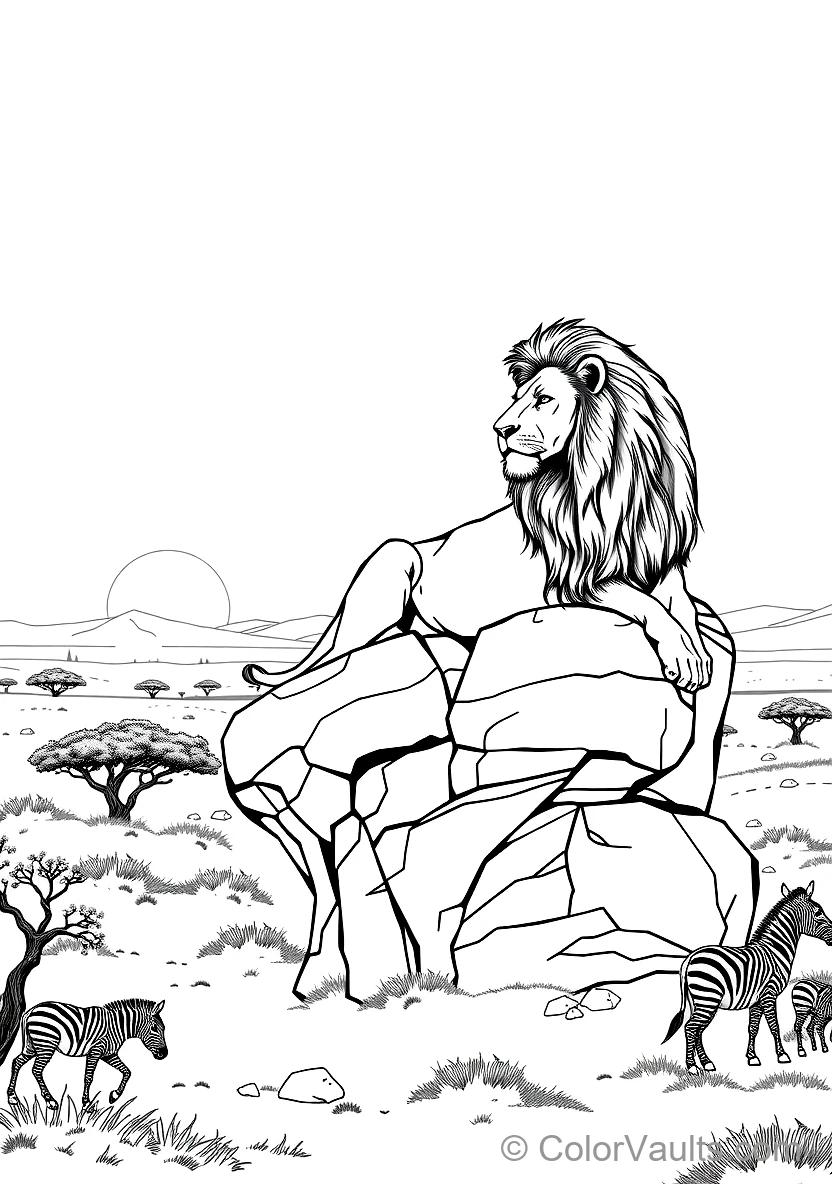 Proud African Male Lion with a Magnificent Dark Mane (Scene 9)