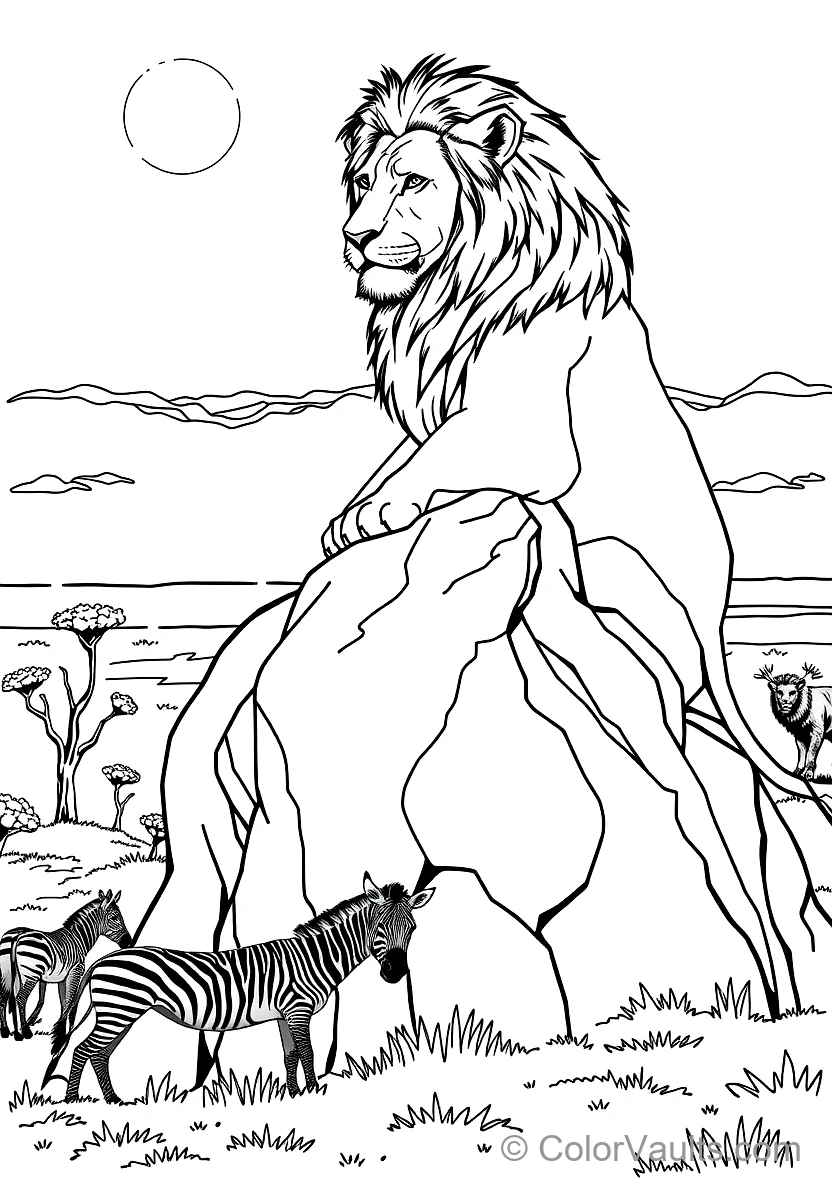 Proud African Male Lion with a Magnificent Dark Mane (Scene 11)