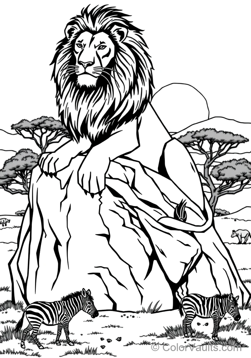 Proud African Male Lion with a Magnificent Dark Mane (Scene 13)