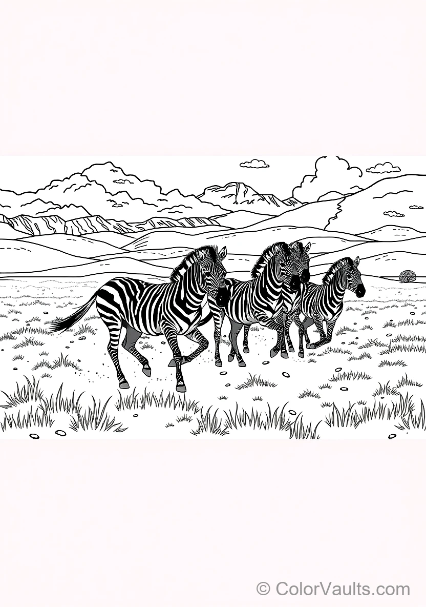 Dazzling Herd of Striped Zebras Galloping Dynamically (Scene 5)