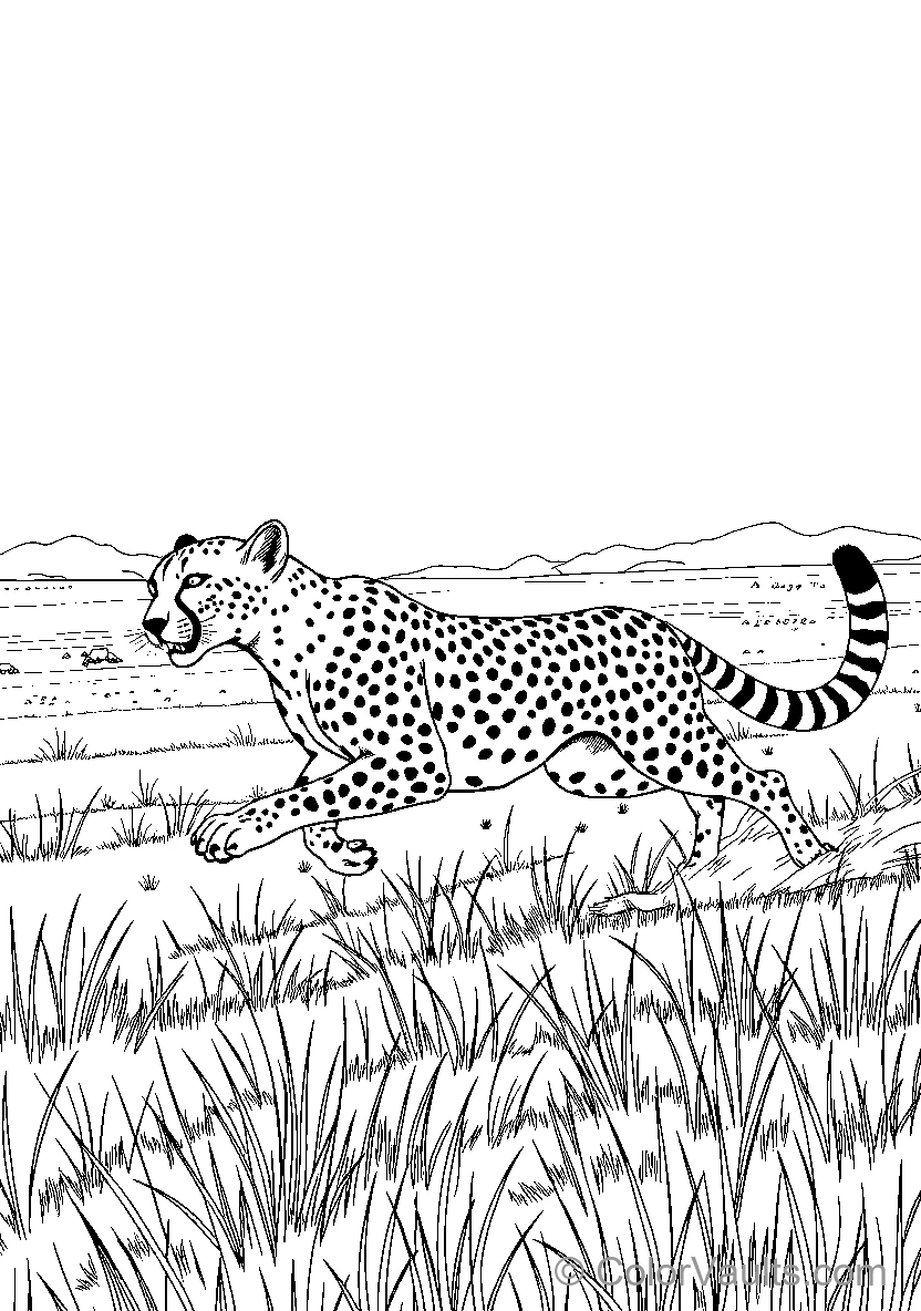 Cheetah Sprinting Through Grass (Scene 3)