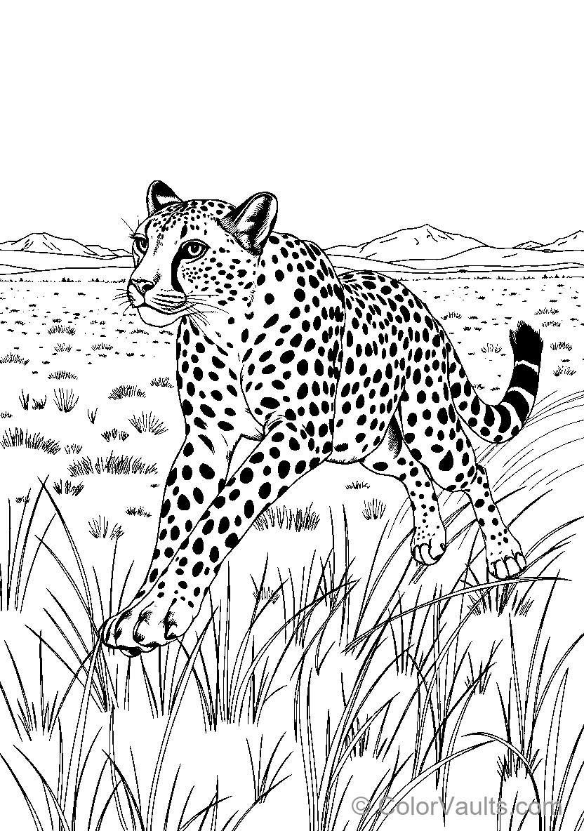 Cheetah Sprinting Through Grass (Scene 5)