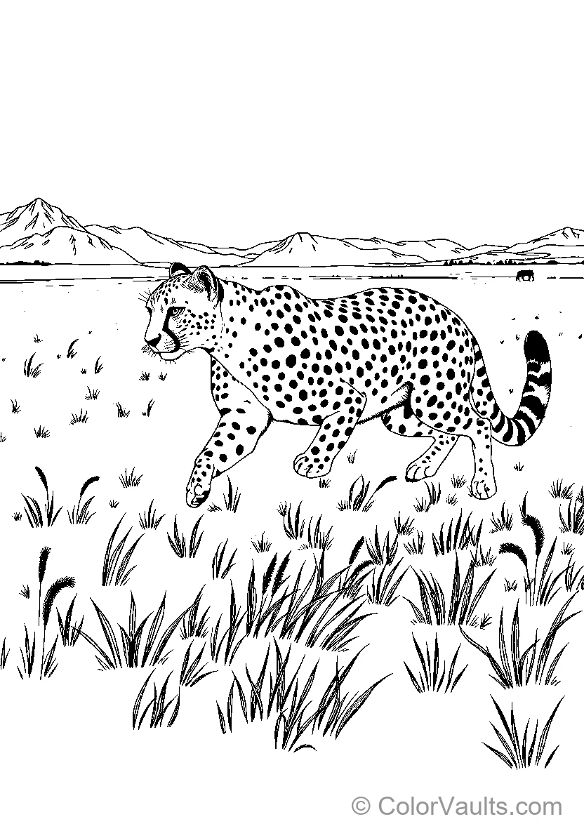 Cheetah Sprinting Through Grasslands (Scene 3)