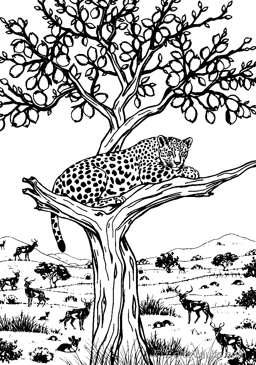 Leopard Lounging In Nature