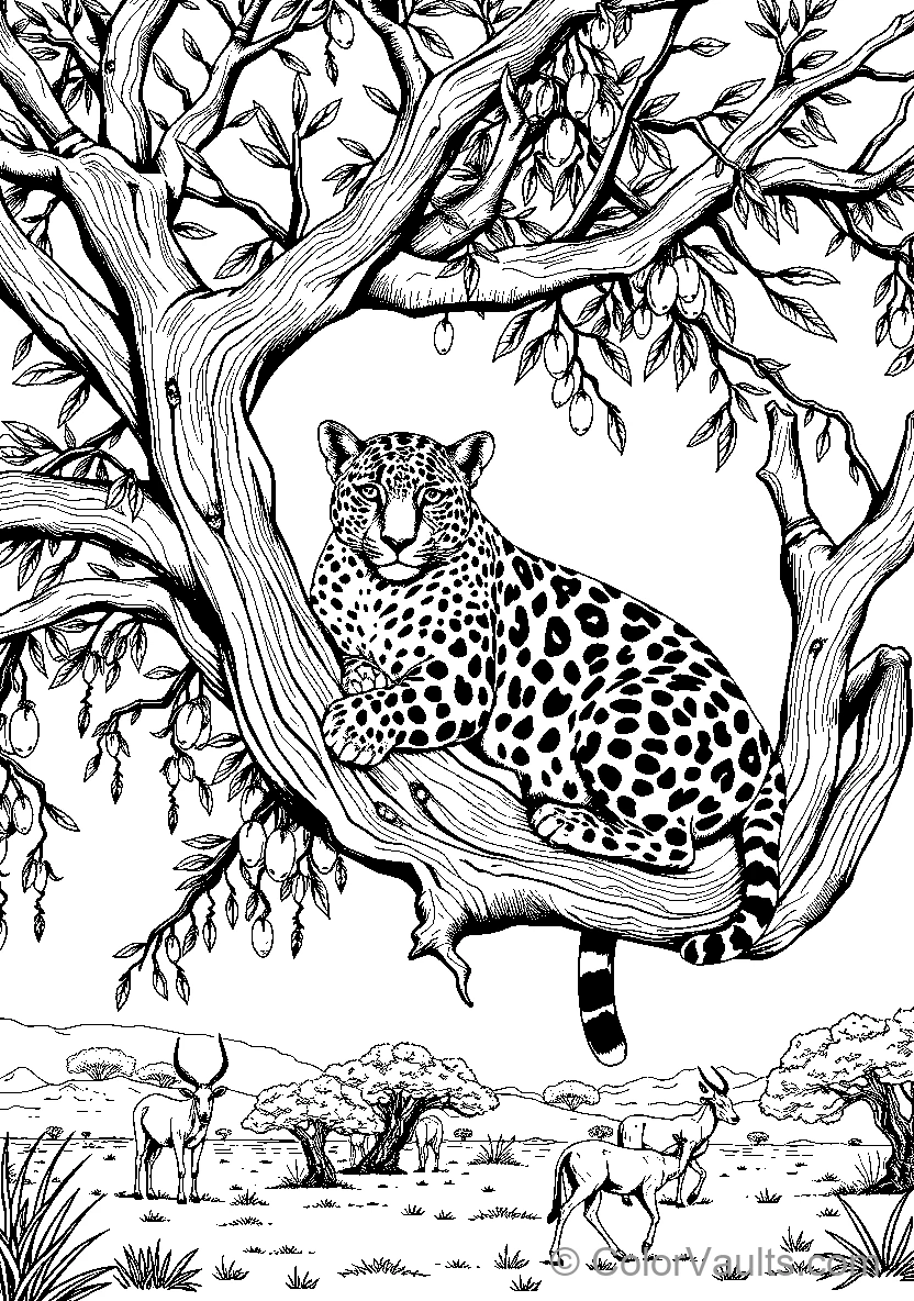 Leopard Perched In A Tree