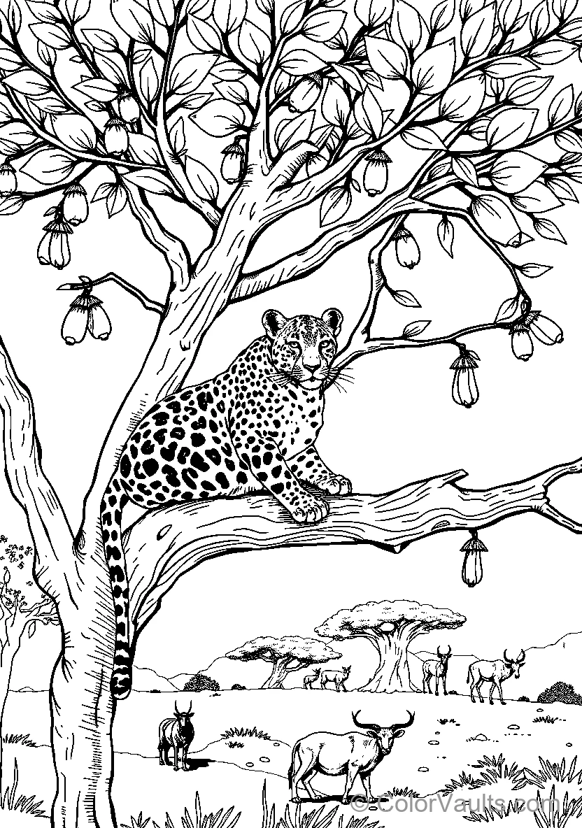 Leopard Perched On A Tree