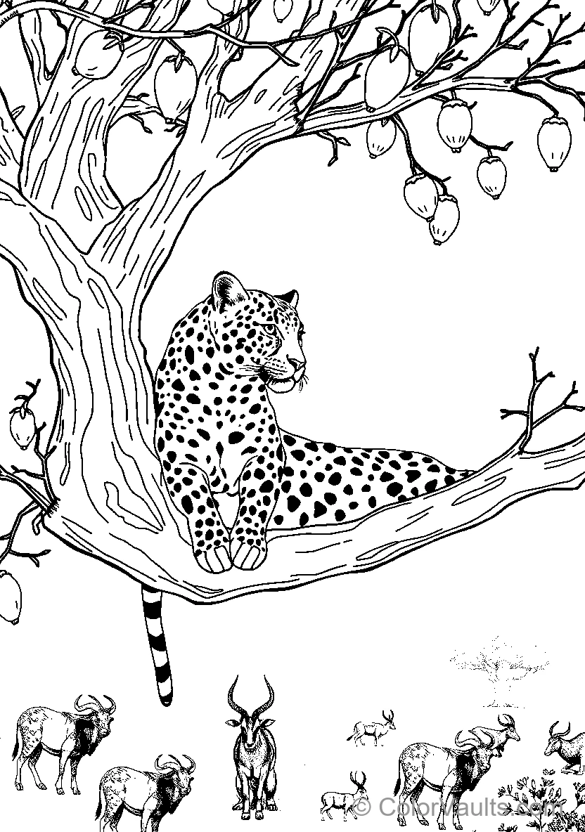 Leopard Resting On A Tree