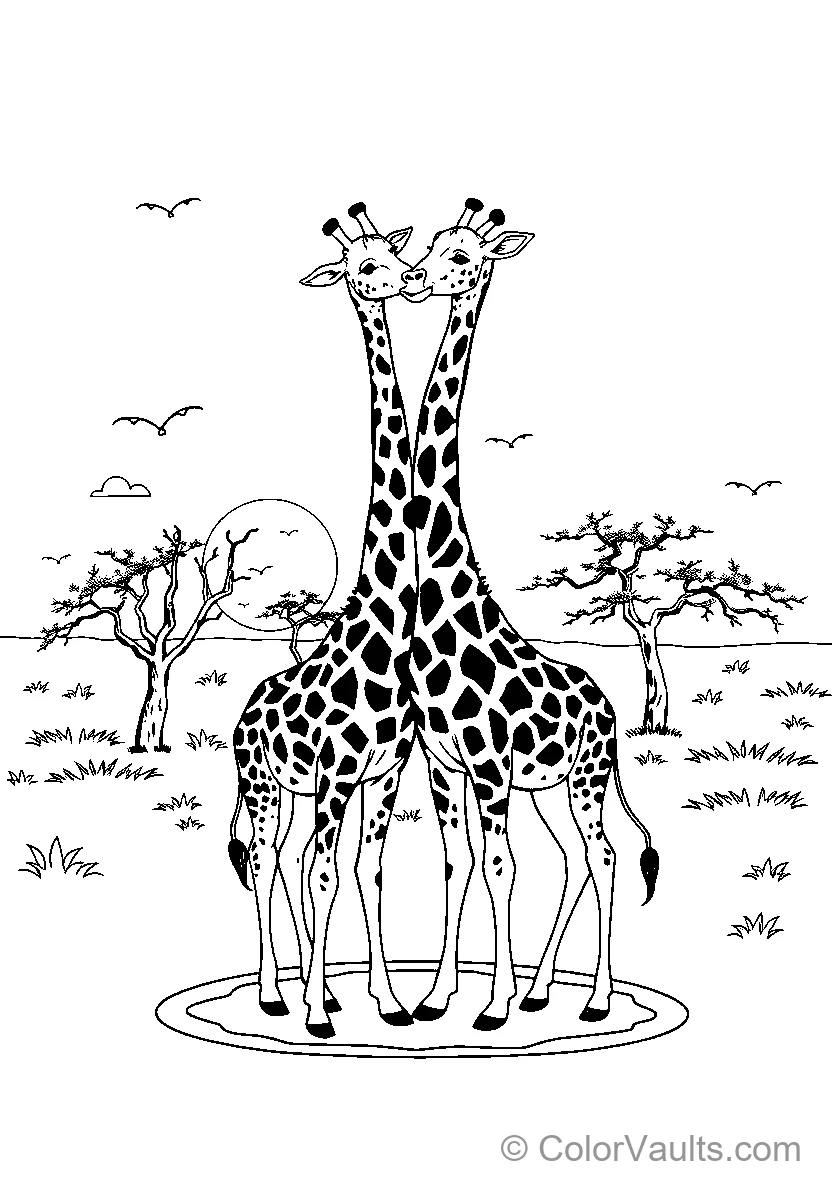 Two Giraffes In A Safari Landscape