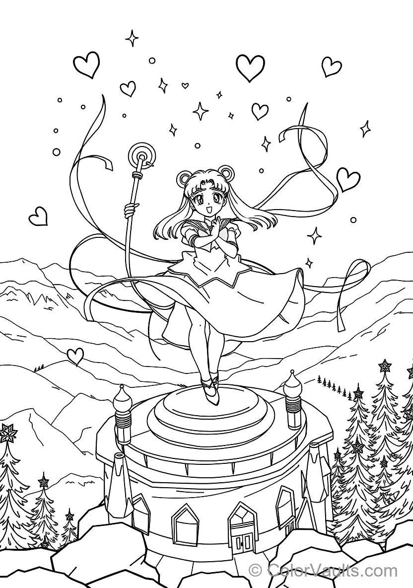 Sailor Moon Performing Moon Spiral Heart Attack (Scene 2)