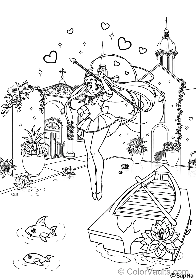 Sailor Moon Performing Moon Spiral Heart Attack (Scene 3)