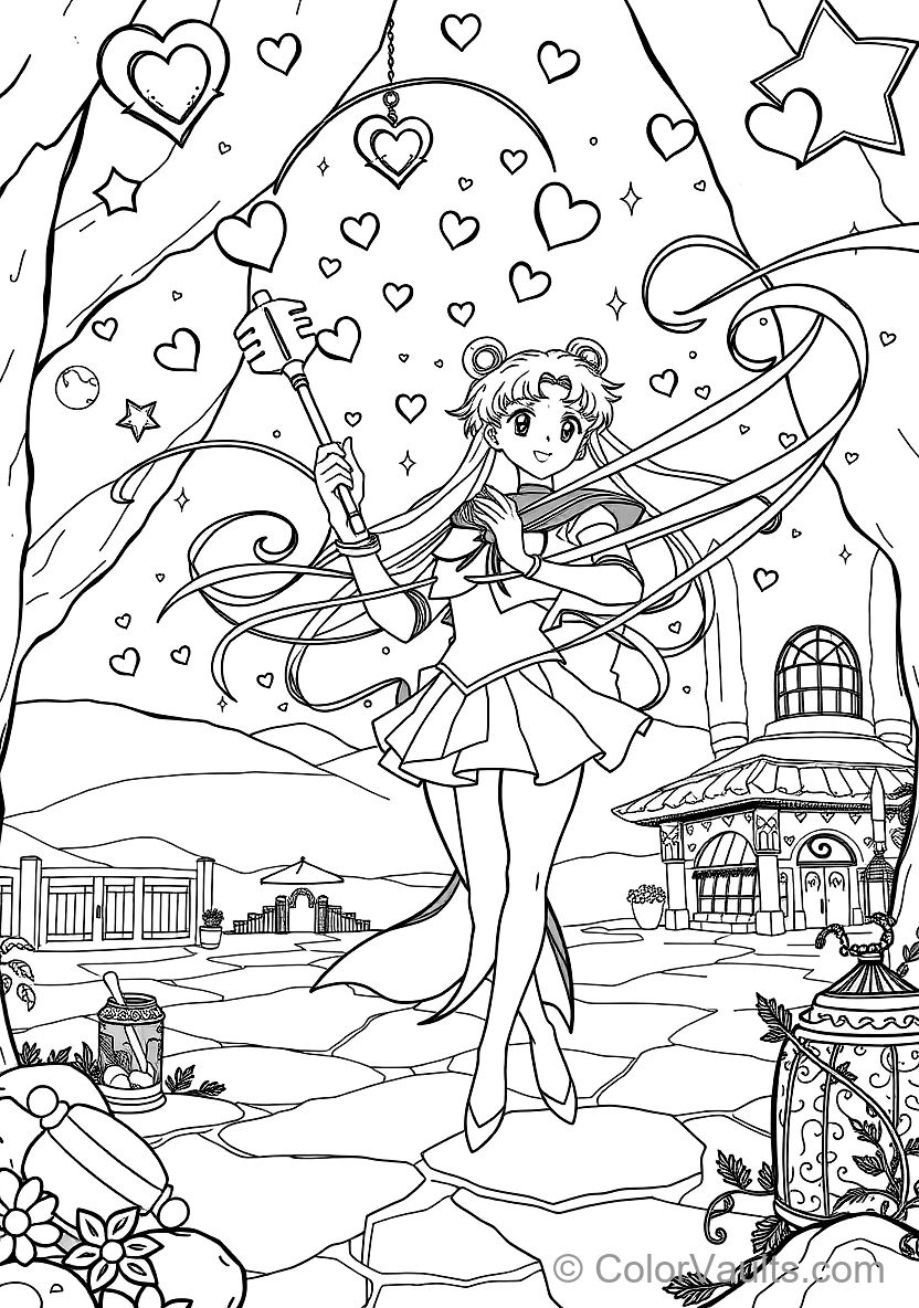 Sailor Moon Performing Moon Spiral Heart Attack (Scene 4)