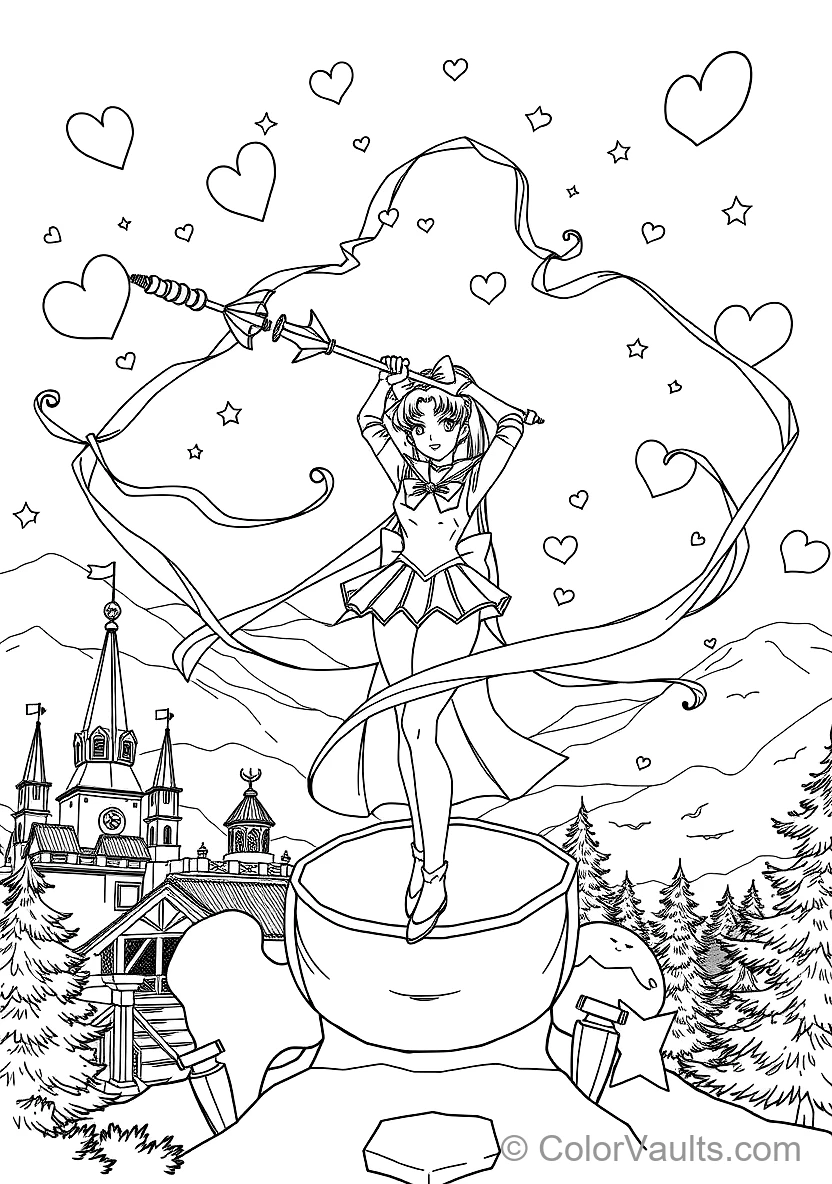 Sailor Moon Performing Moon Spiral Heart Attack (Scene 5)