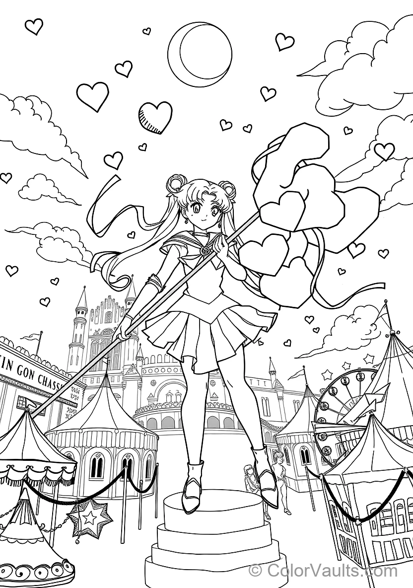 Sailor Moon Performing Moon Spiral Heart Attack (Scene 6)