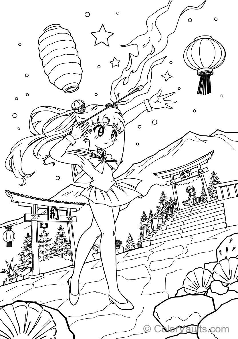 Sailor Mars with Glowing Sacred Fire of Mars Flame (Scene 4)