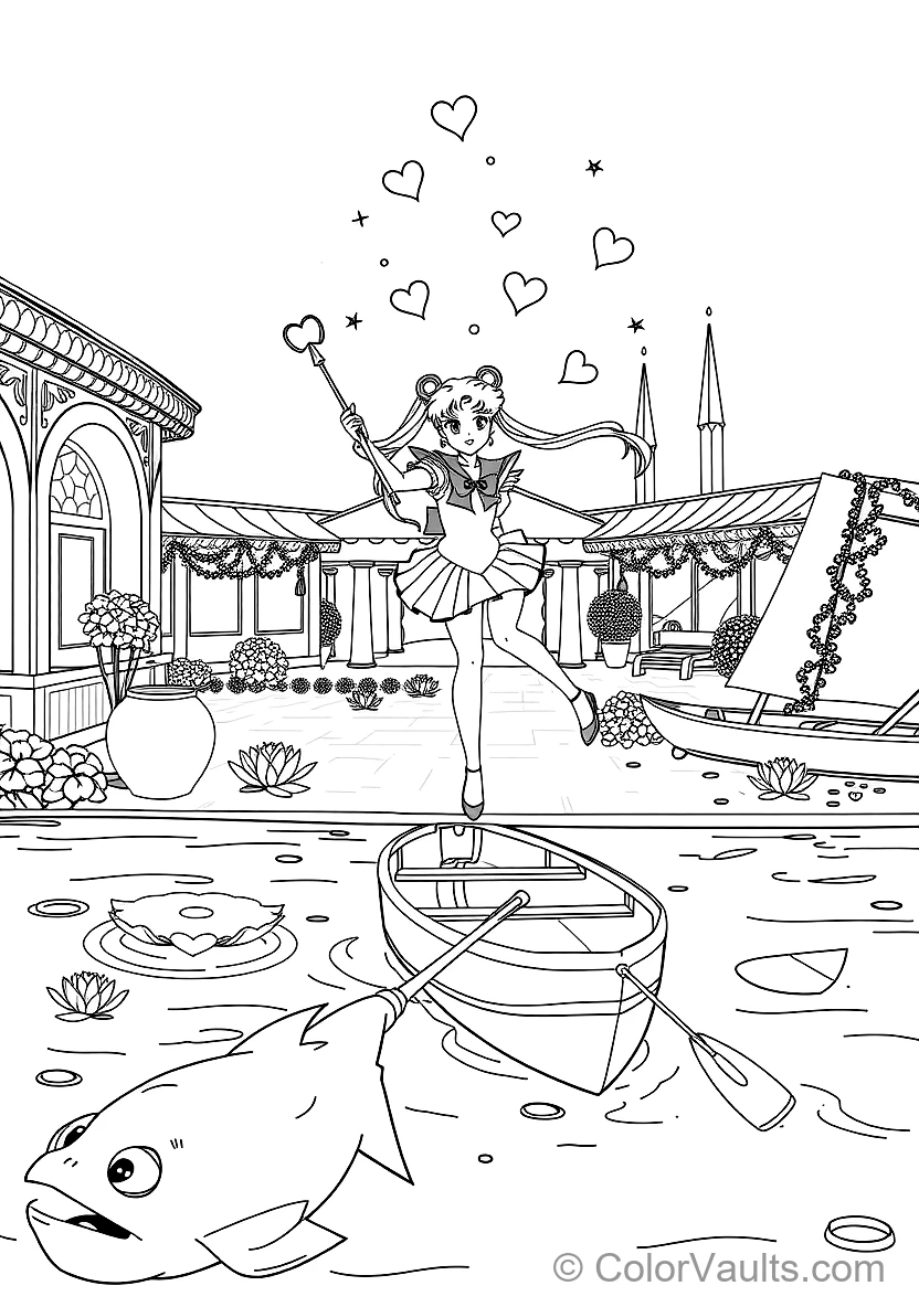 Sailor Moon Performing Moon Spiral Heart Attack (Scene 9)