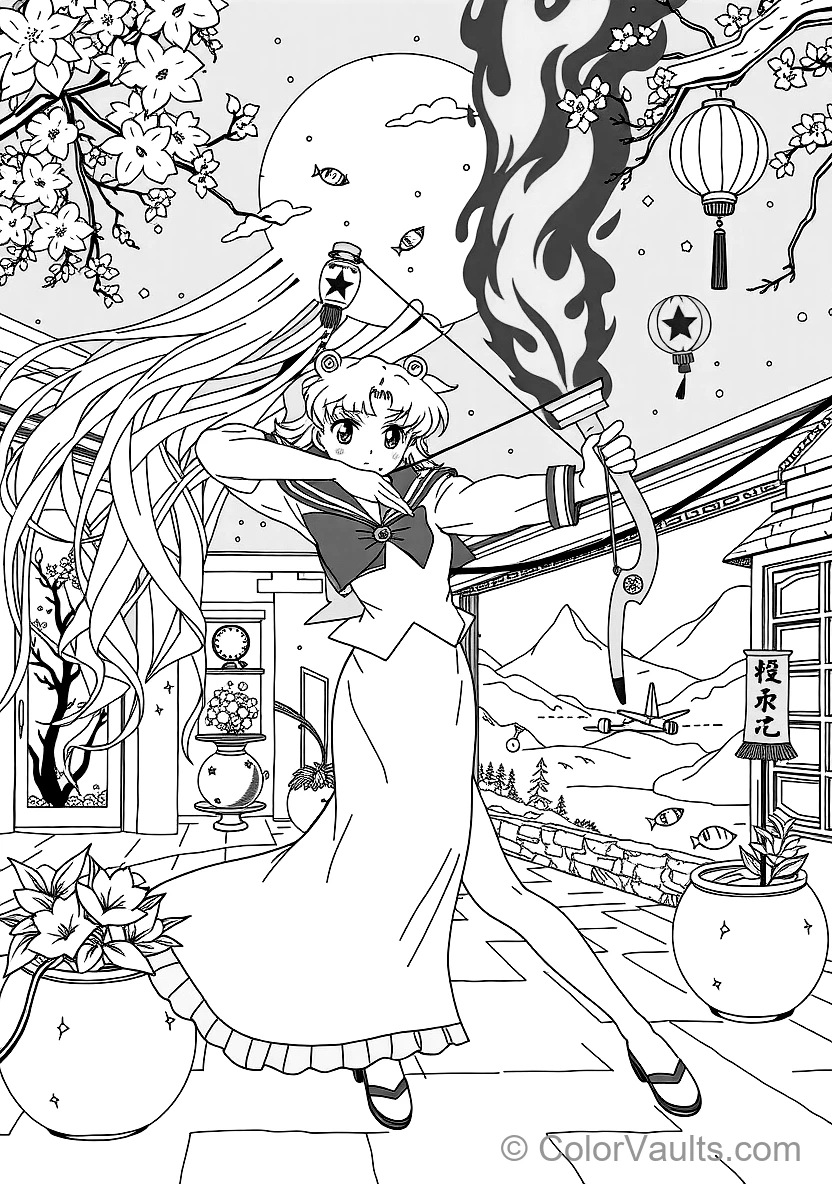 Sailor Mars with Glowing Sacred Fire of Mars Flame (Scene 11)