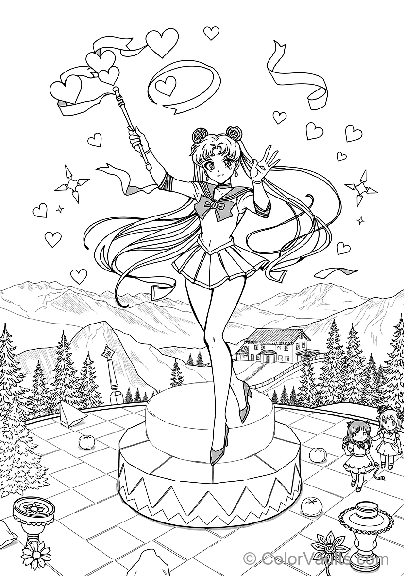 Sailor Moon Performing Moon Spiral Heart Attack (Scene 15)