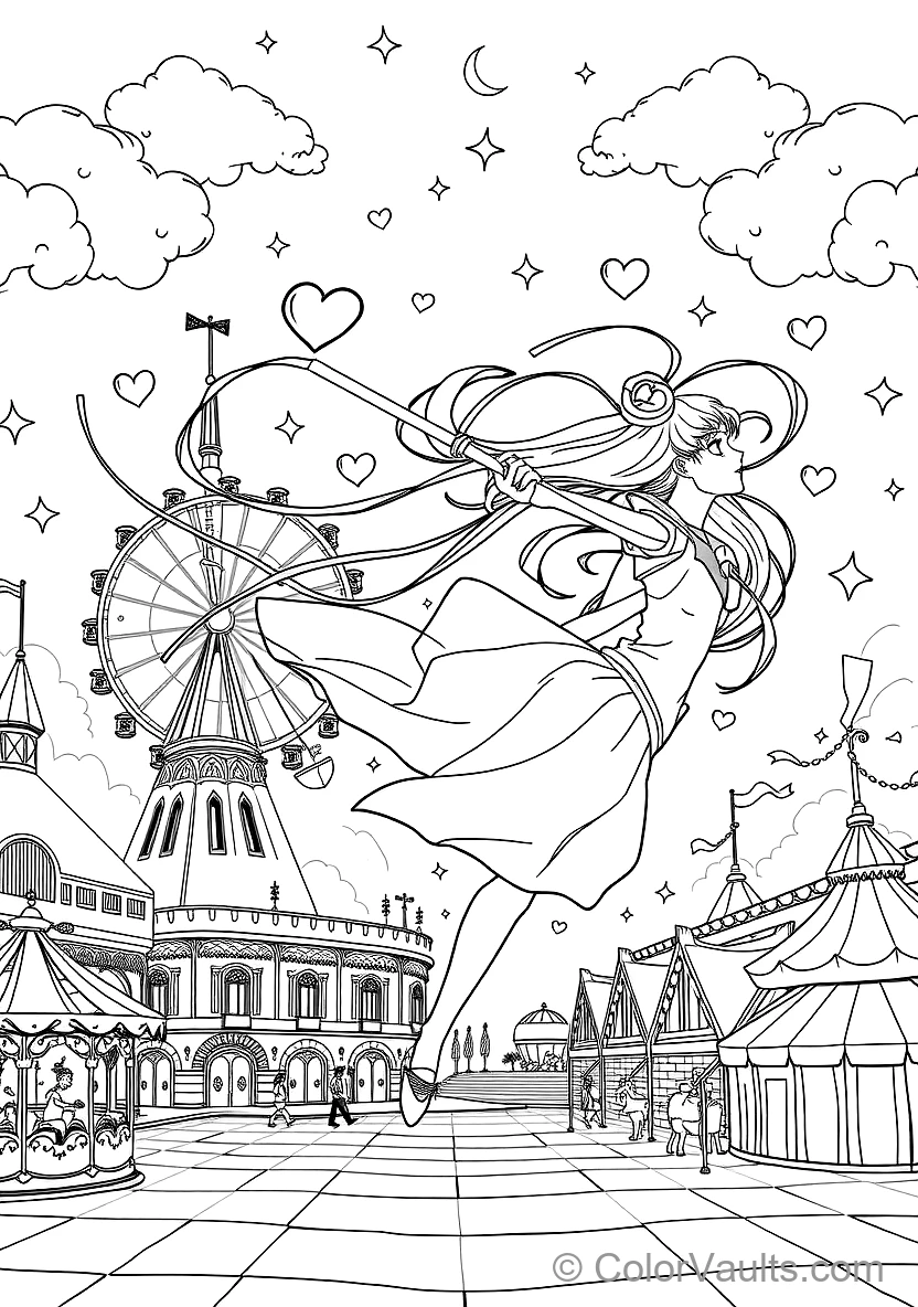 Sailor Moon Performing Moon Spiral Heart Attack (Scene 16)
