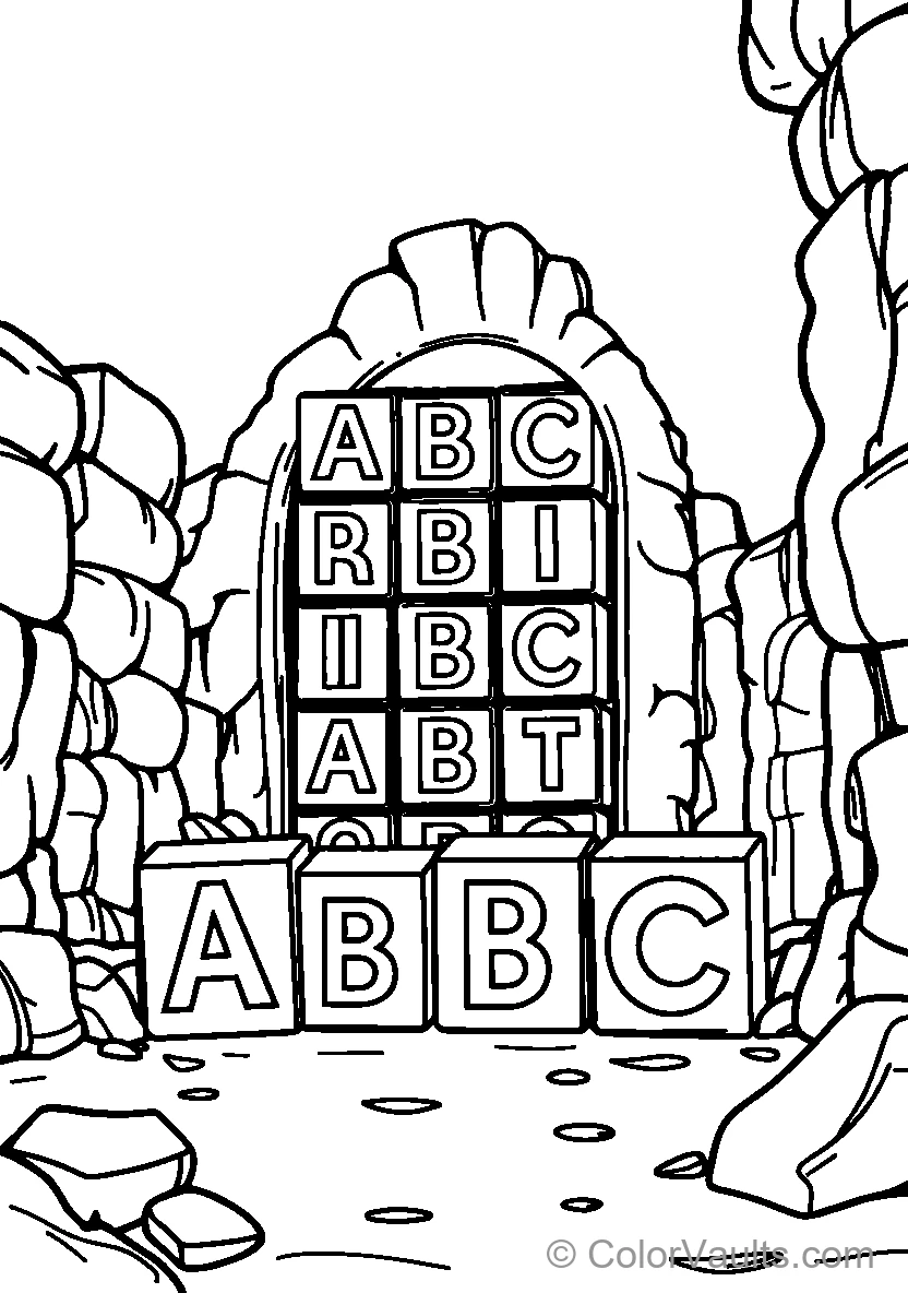 Alphabet Blocks In A Cave