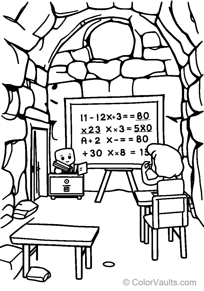 Cartoon Character Solving Math Problems