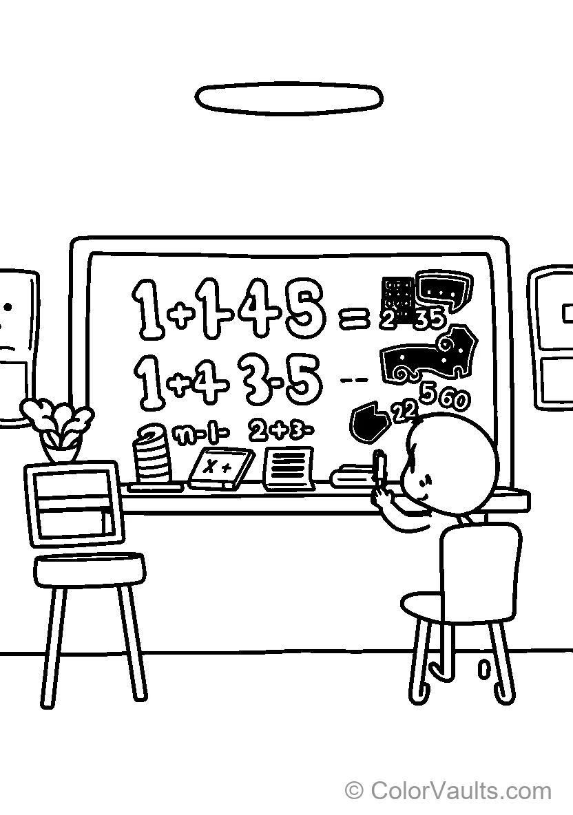 Cartoon Character Solving Math Problems (Scene 2)