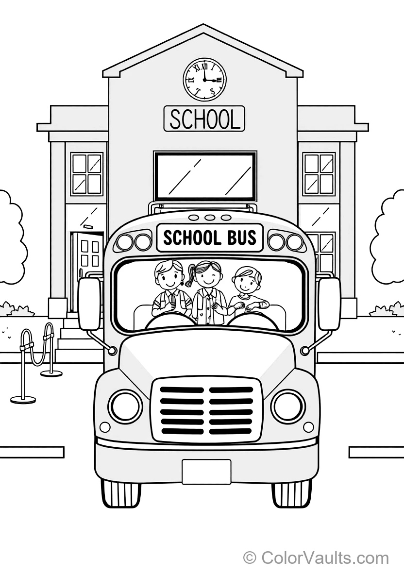 Big Yellow School Bus Parked in Front of the School (Scene 10)