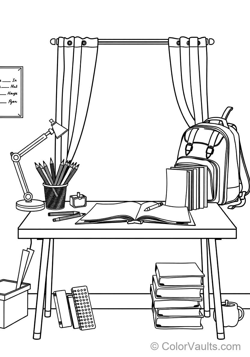Süßer Student Desk Filled mit Open Notebooks (Scene 7)