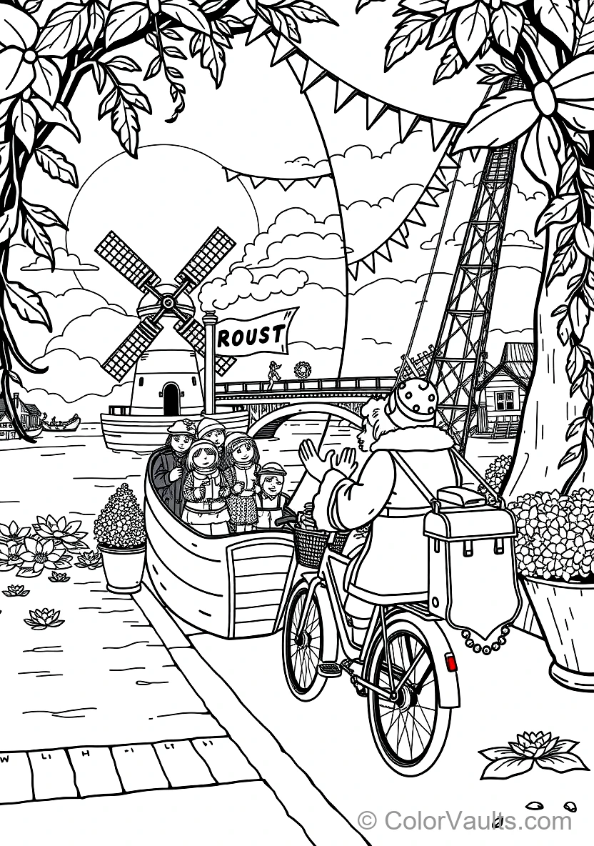 Piet Climbing Down the Chimney mit Presents
