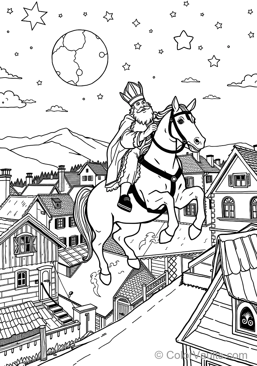 Sinterklaas on His White Horse Amerigo Riding Across (Scene 3)
