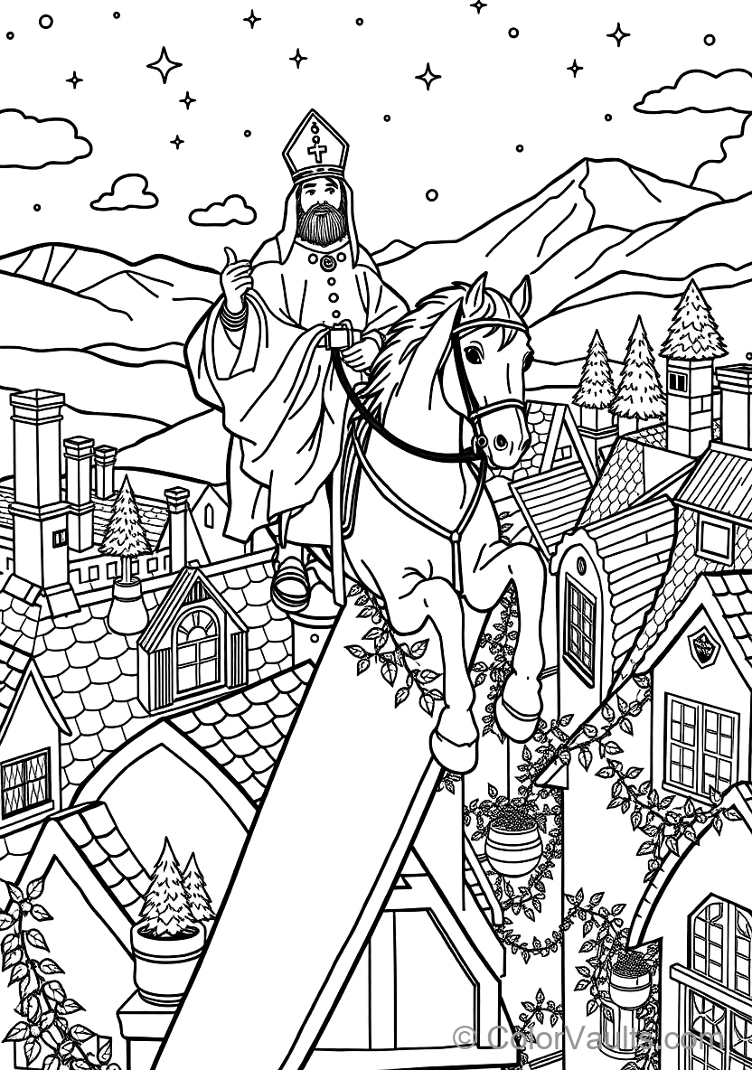 Sinterklaas on His White Horse Amerigo Riding Across (Scene 5)