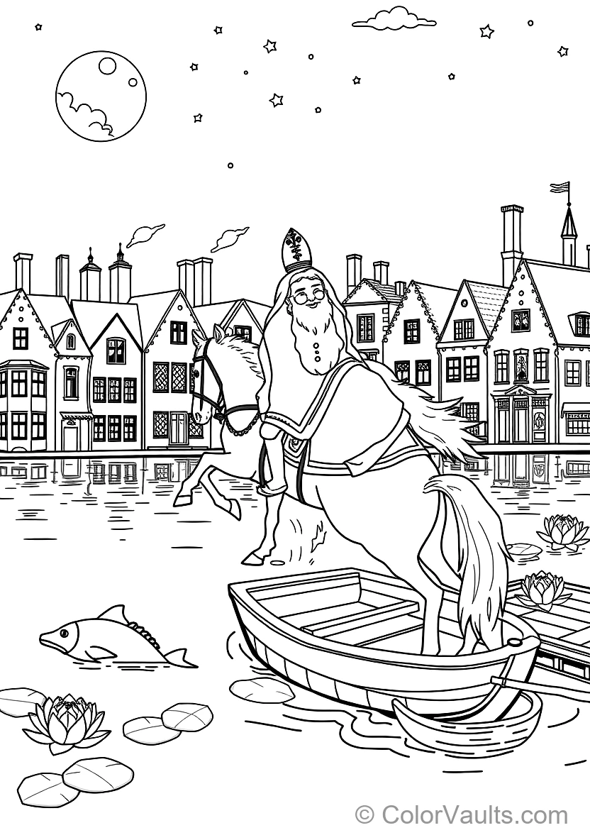 Sinterklaas on His White Horse Amerigo Riding Across (Scene 7)