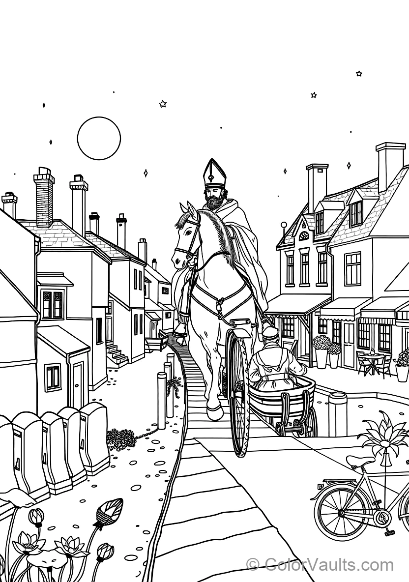 Sinterklaas on His White Horse Amerigo Riding Across (Scene 9)