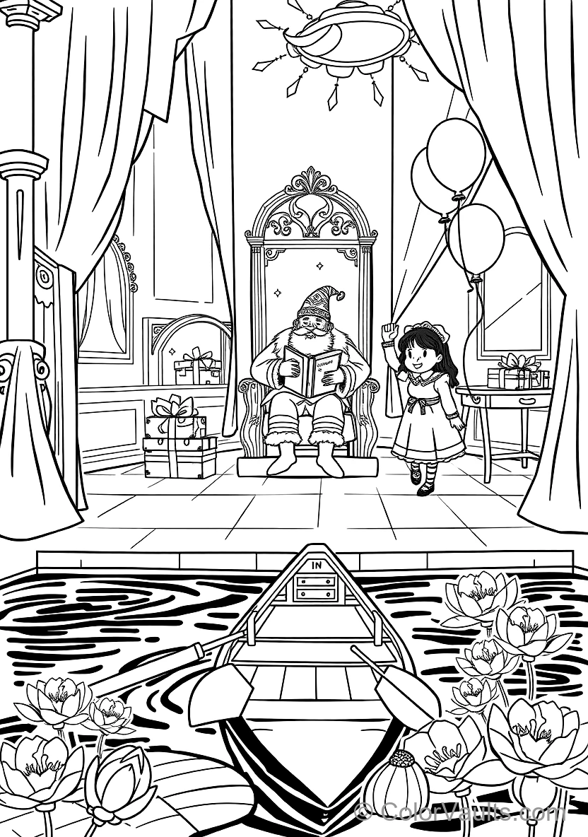 Sinterklaas Sitting on Ceremonial Chair mit His Grand (Scene 9)