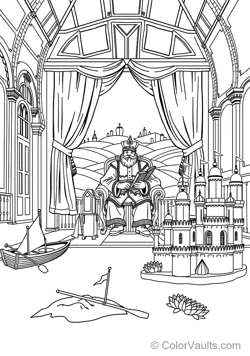 Sinterklaas Sitting on Ceremonial Chair mit His Grand (Scene 13)