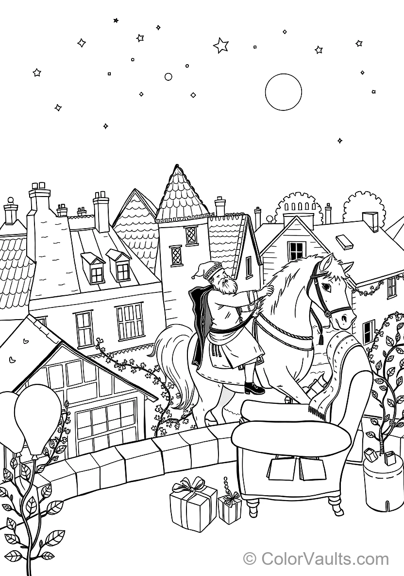 Sinterklaas on His White Horse Amerigo Riding Across (Scene 20)