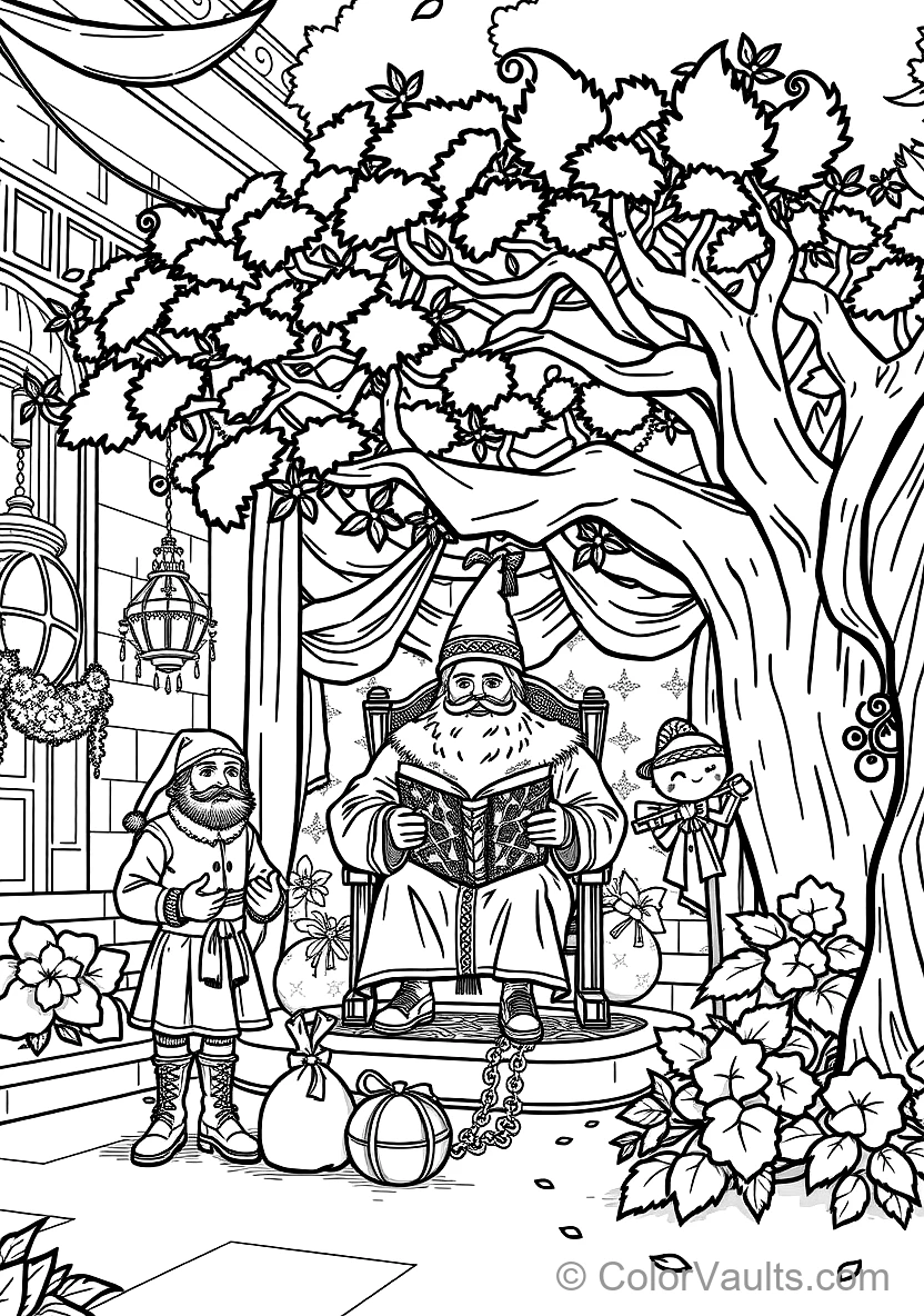 Sinterklaas Sitting on Ceremonial Chair avec His Grand (Scene 51)