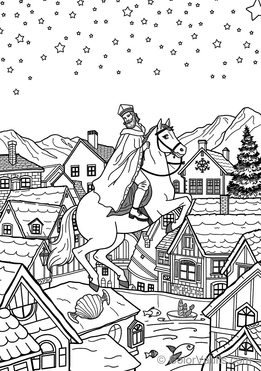 Sinterklaas on His White Horse Amerigo Riding Across (Scene 58)