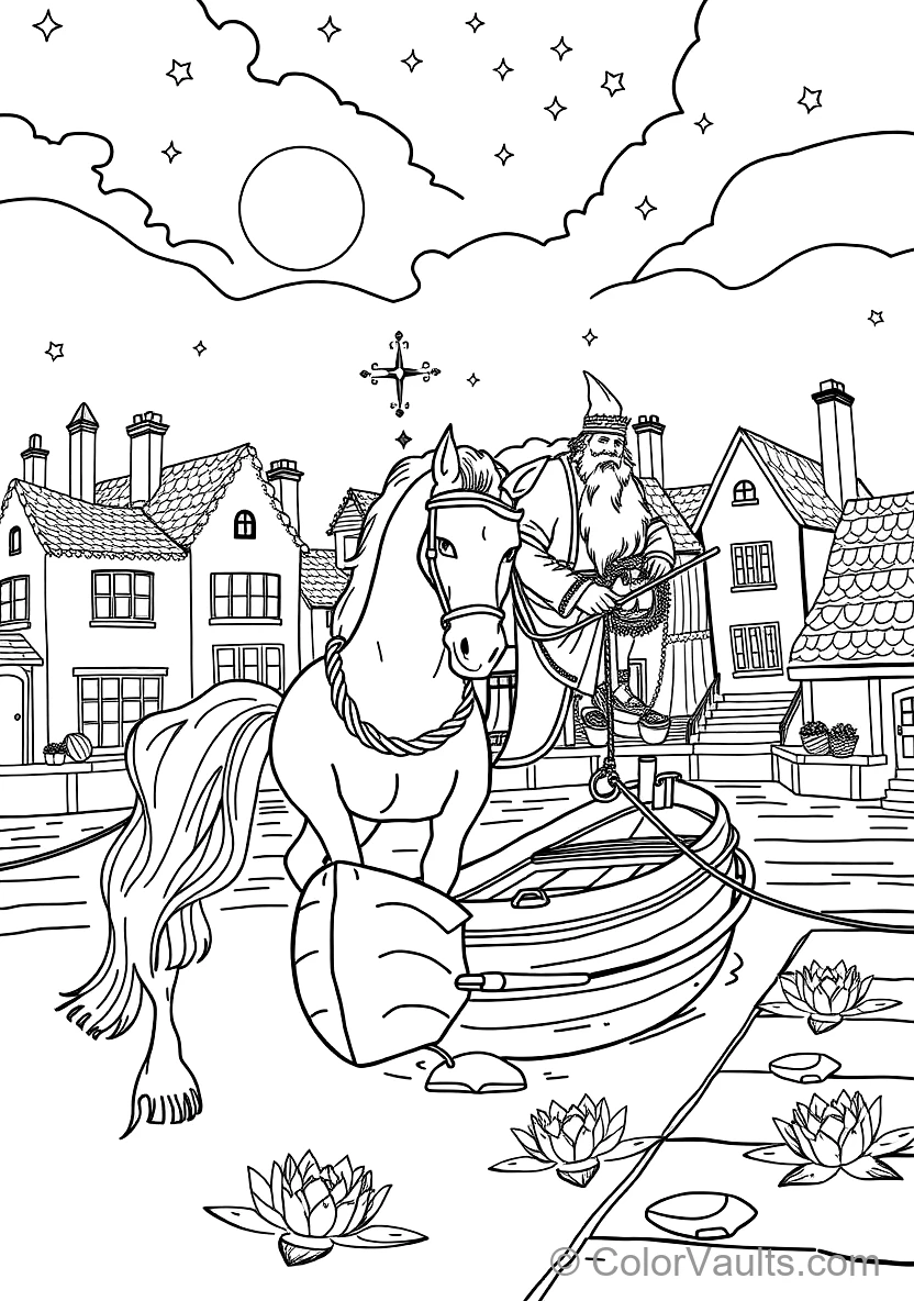 Sinterklaas on His White Horse Amerigo Riding Across (Scene 62)