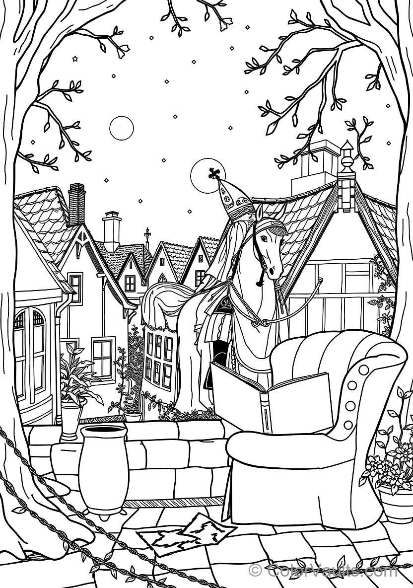 Sinterklaas on His White Horse Amerigo Riding Across (Scene 72)