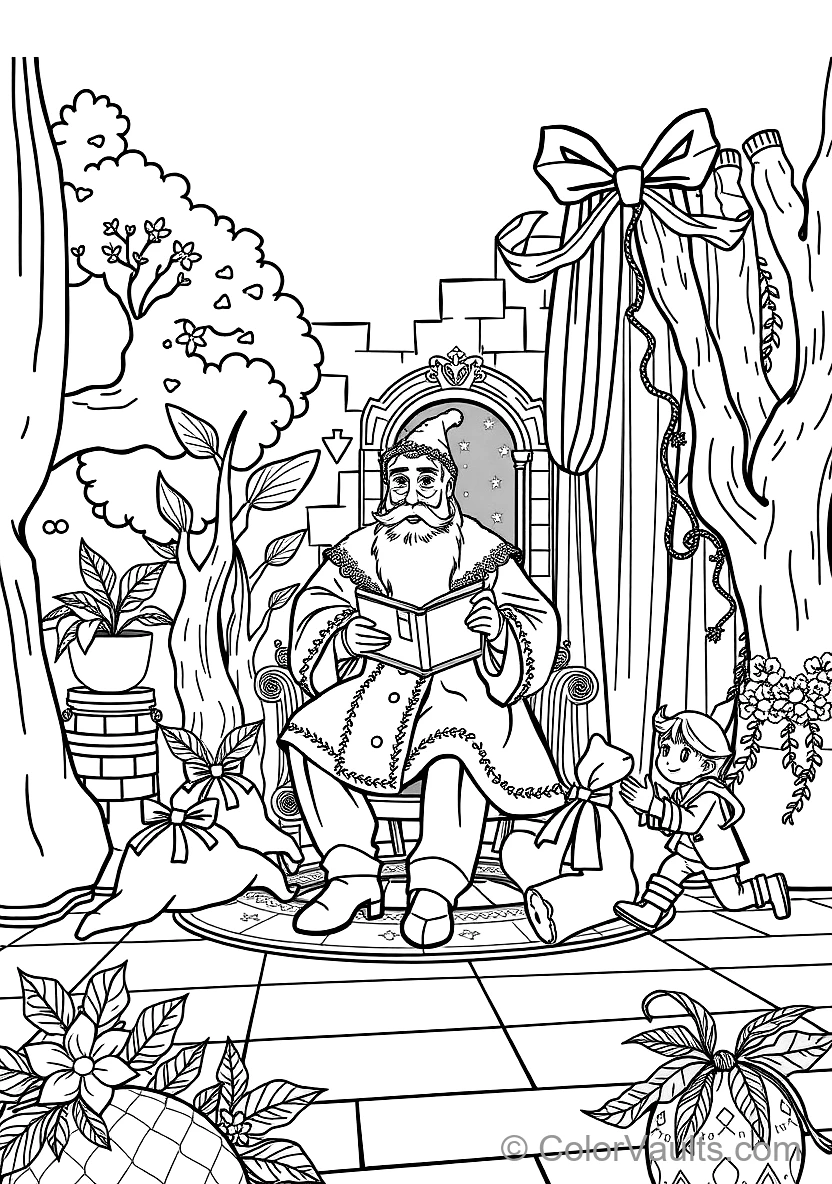 Sinterklaas Sitting on Ceremonial Chair avec His Grand (Scene 73)