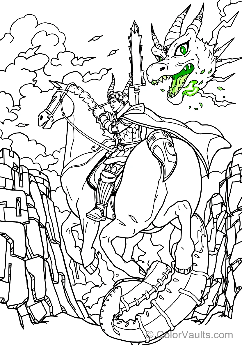 Prince Phillip on His White Horse Samson Battling (Scene 9)