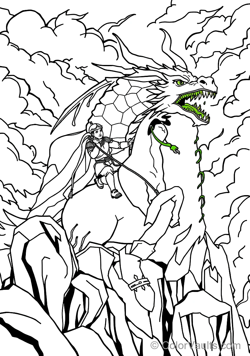 Prince Phillip on His White Horse Samson Battling (Scene 15)