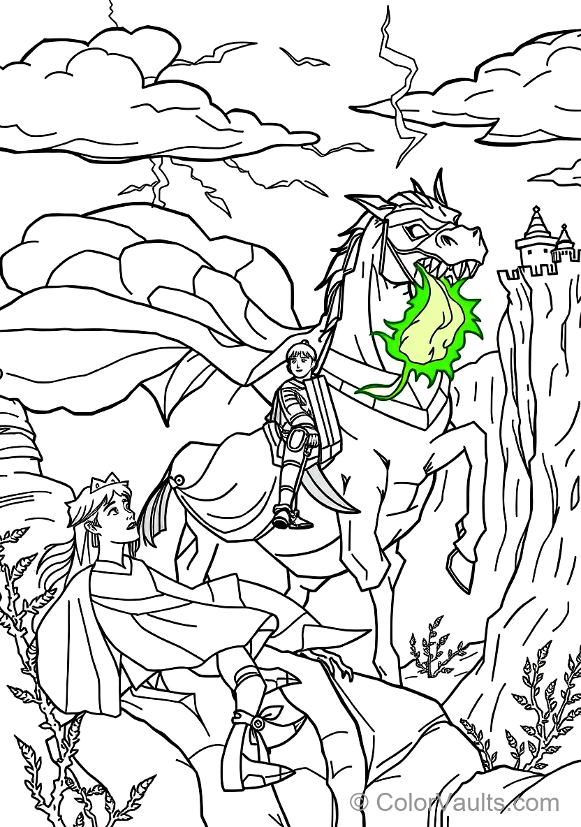 Prince Phillip on His White Horse Samson Battling (Scene 17)