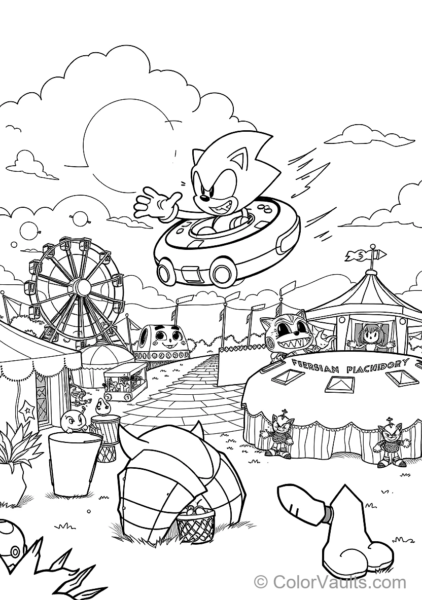 Dr. Eggman Flying in His Round Egg Mobile Hovercraft (Scene 3)