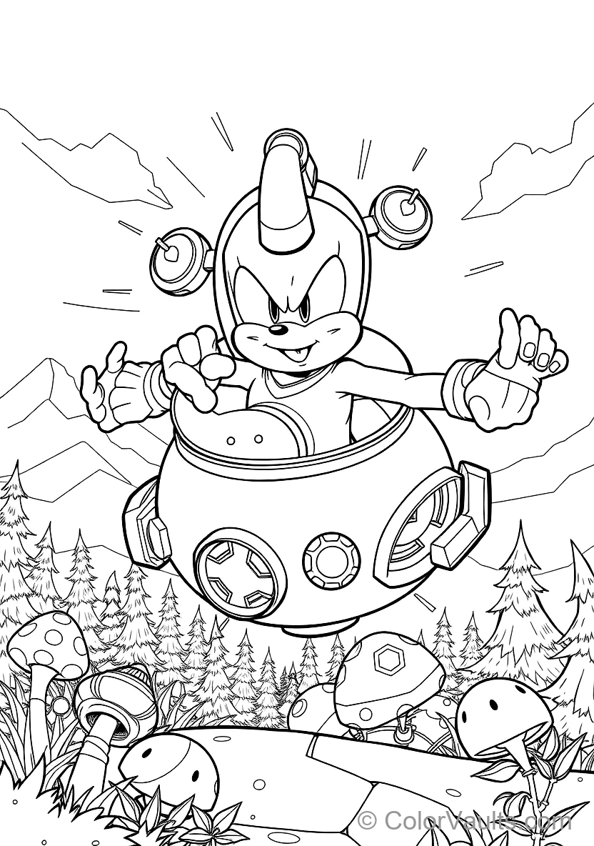 Dr. Eggman Flying in His Round Egg Mobile Hovercraft (Scene 5)