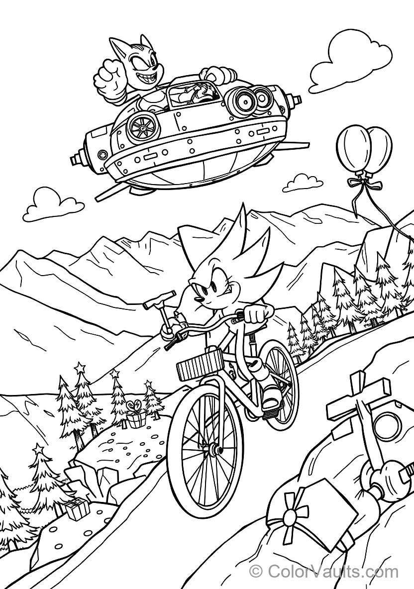 Dr. Eggman Flying in His Round Egg Mobile Hovercraft (Scene 7)