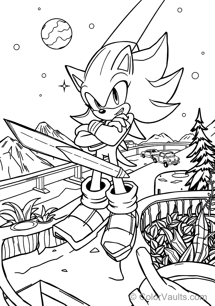 Shadow the Hedgehog Hovering with Rocket Air Shoes (Scene 3)